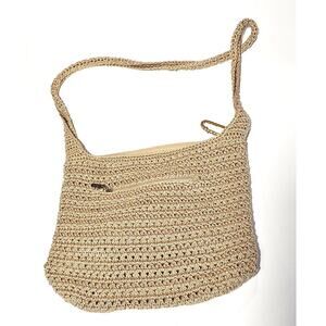 The Sak Riviera Crochet Crossbody Bag Natural Tan Boho Coastal